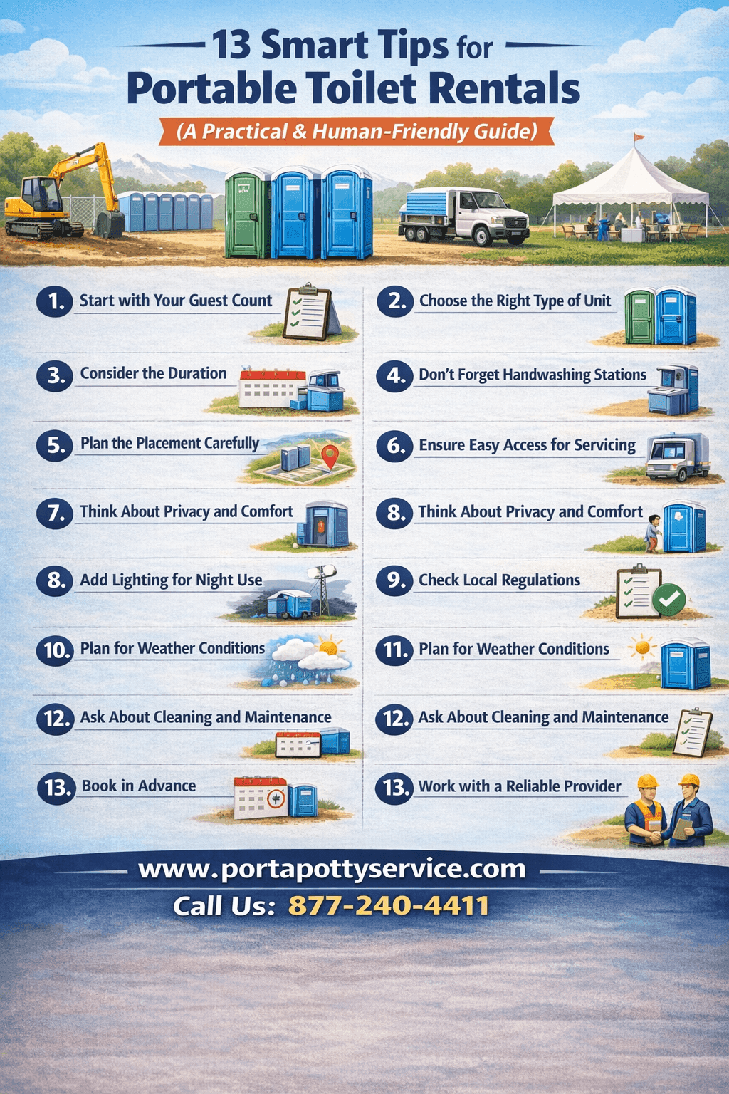 16 Smart Tips for Portable Toilet Rentals (A Complete & Practical Guide)