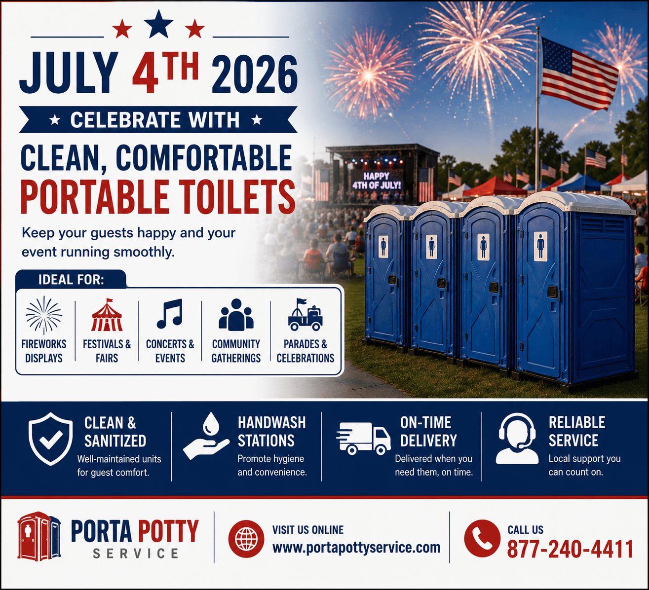 How Portable Toilet Rentals Improved Guest Experience at a July 4th 2026 Celebration