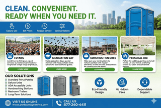 Porta Potty Rentals for Events, Graduation Celebrations, Construction Sites, and Personal Use