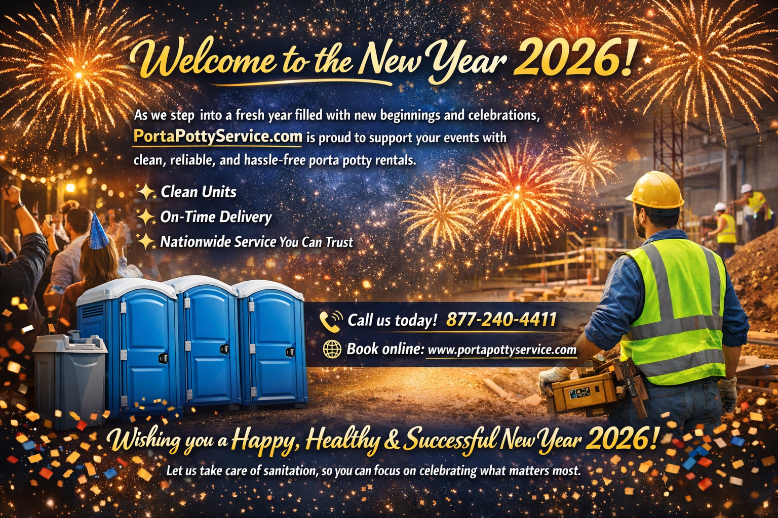 Reliable porta potty rentals for New Year